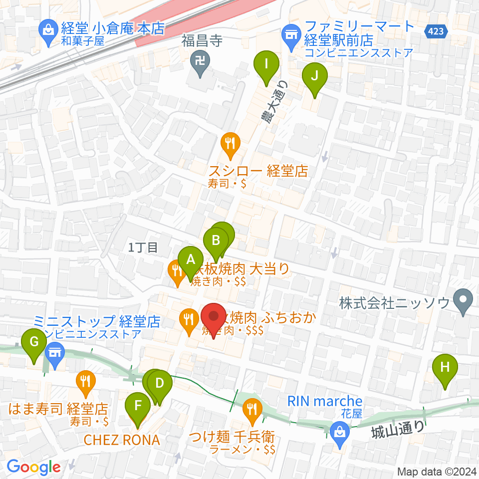 経堂LOVE, PEACE & SOUL周辺のカフェ一覧地図