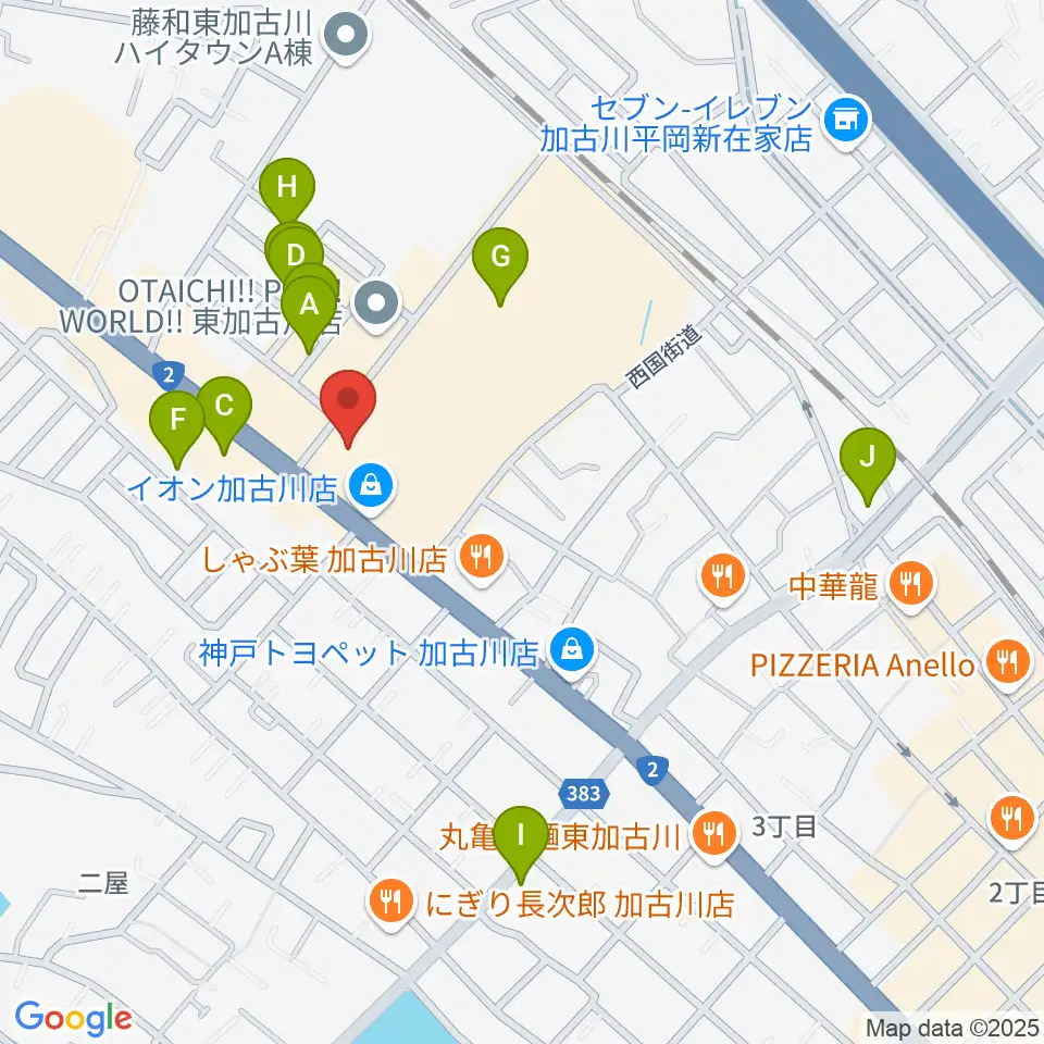 イオンシネマ加古川周辺のカフェ一覧地図