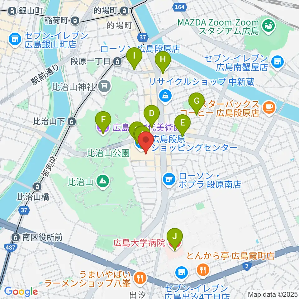 イオンシネマ広島周辺のカフェ一覧地図