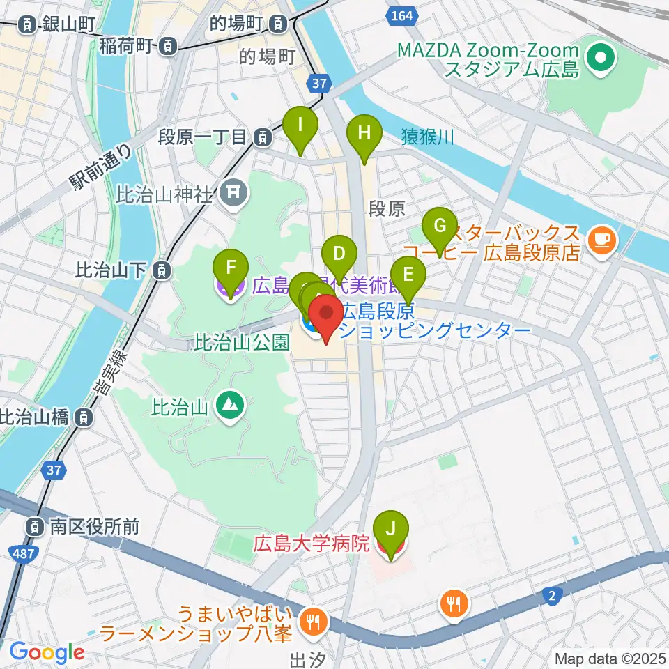 イオンシネマ広島周辺のカフェ一覧地図