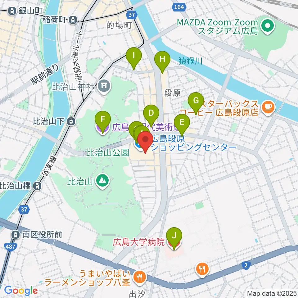 イオンシネマ広島周辺のカフェ一覧地図