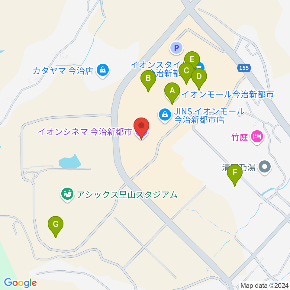 イオンシネマ今治新都市周辺のカフェ一覧地図