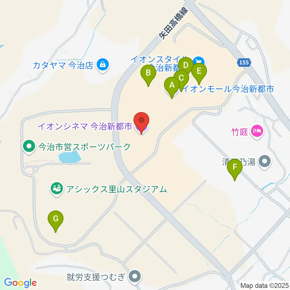 イオンシネマ今治新都市周辺のカフェ一覧地図