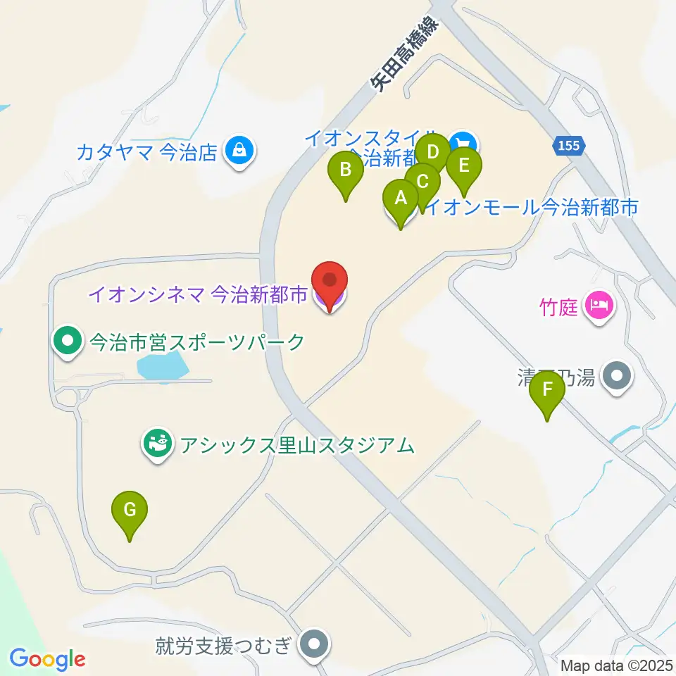 イオンシネマ今治新都市周辺のカフェ一覧地図