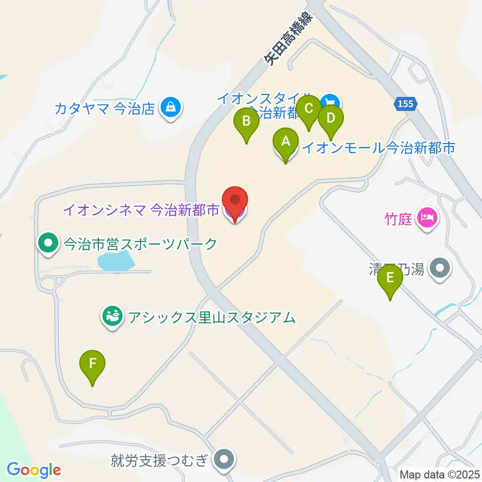 イオンシネマ今治新都市周辺のカフェ一覧地図