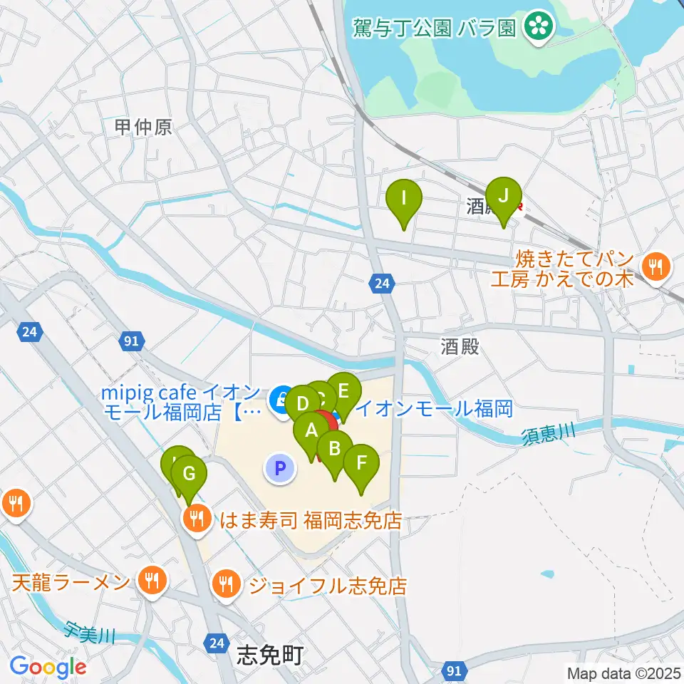 イオンシネマ福岡周辺のカフェ一覧地図