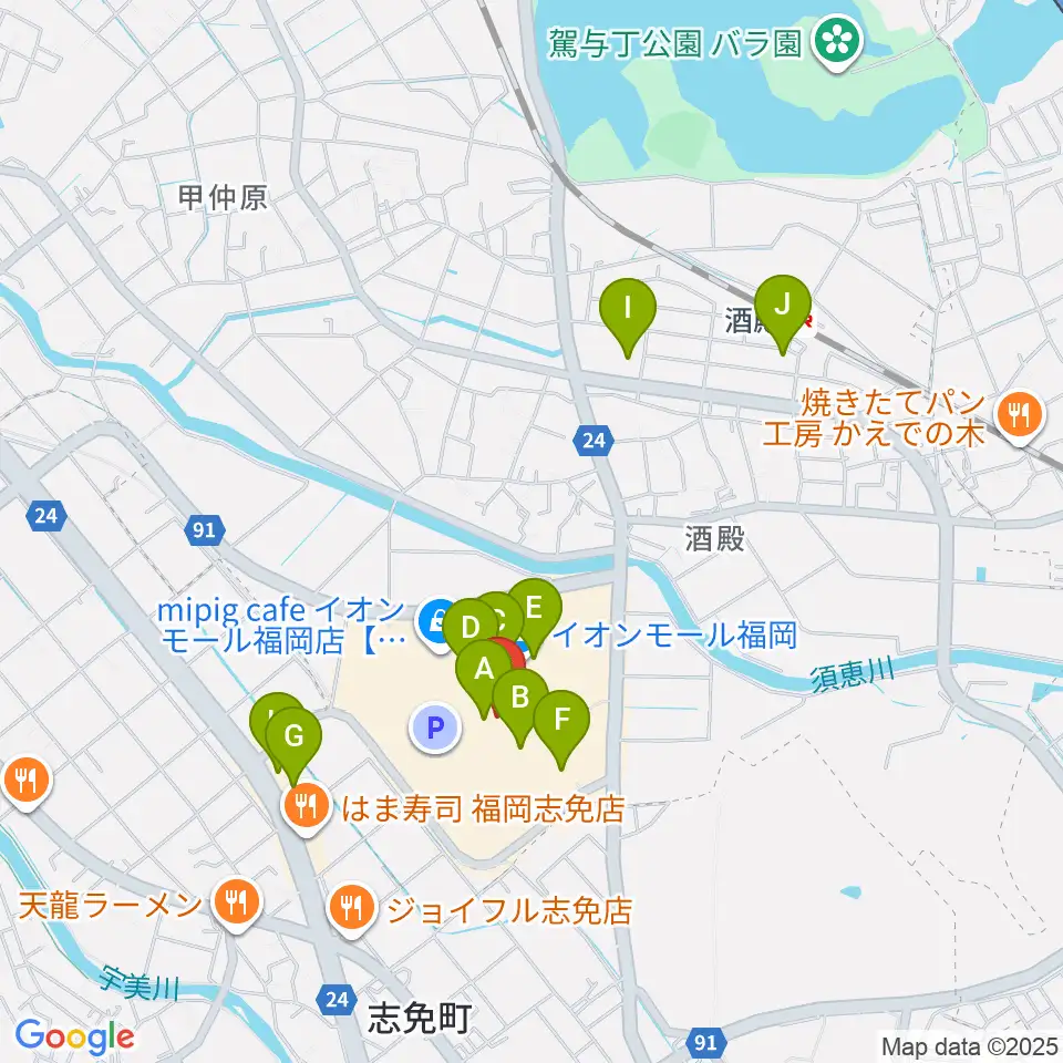 イオンシネマ福岡周辺のカフェ一覧地図