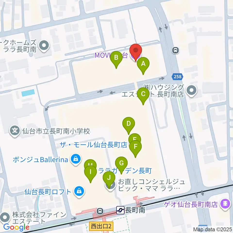 MOVIX仙台周辺のカフェ一覧地図