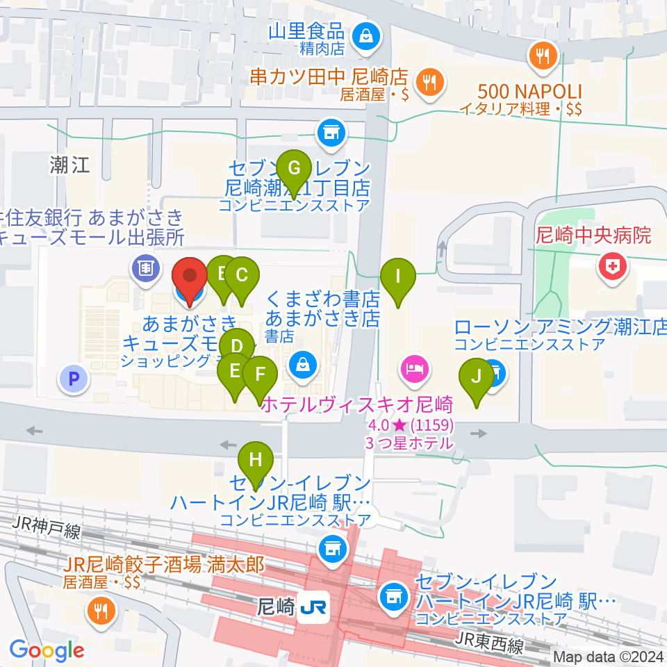 MOVIXあまがさき周辺のカフェ一覧地図