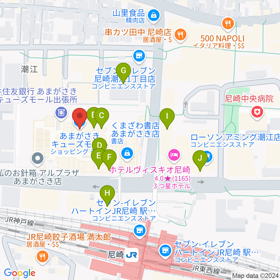 MOVIXあまがさき周辺のカフェ一覧地図