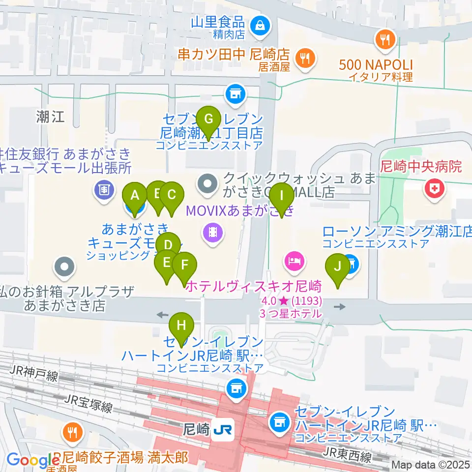 MOVIXあまがさき周辺のカフェ一覧地図
