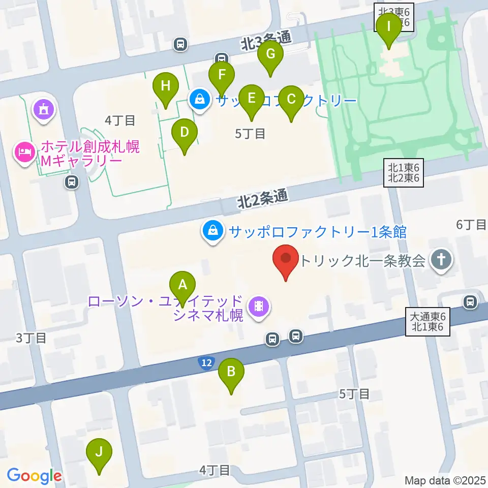 ローソン・ユナイテッドシネマ札幌周辺のカフェ一覧地図