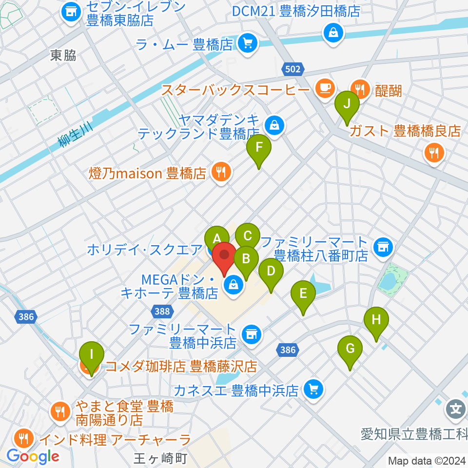 ユナイテッド・シネマ豊橋18周辺のカフェ一覧地図