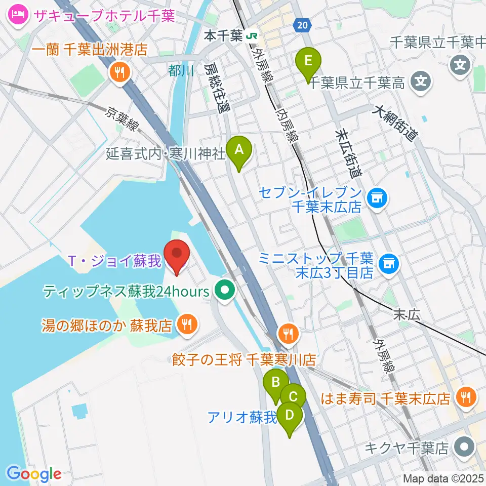 T・ジョイ蘇我周辺のカフェ一覧地図