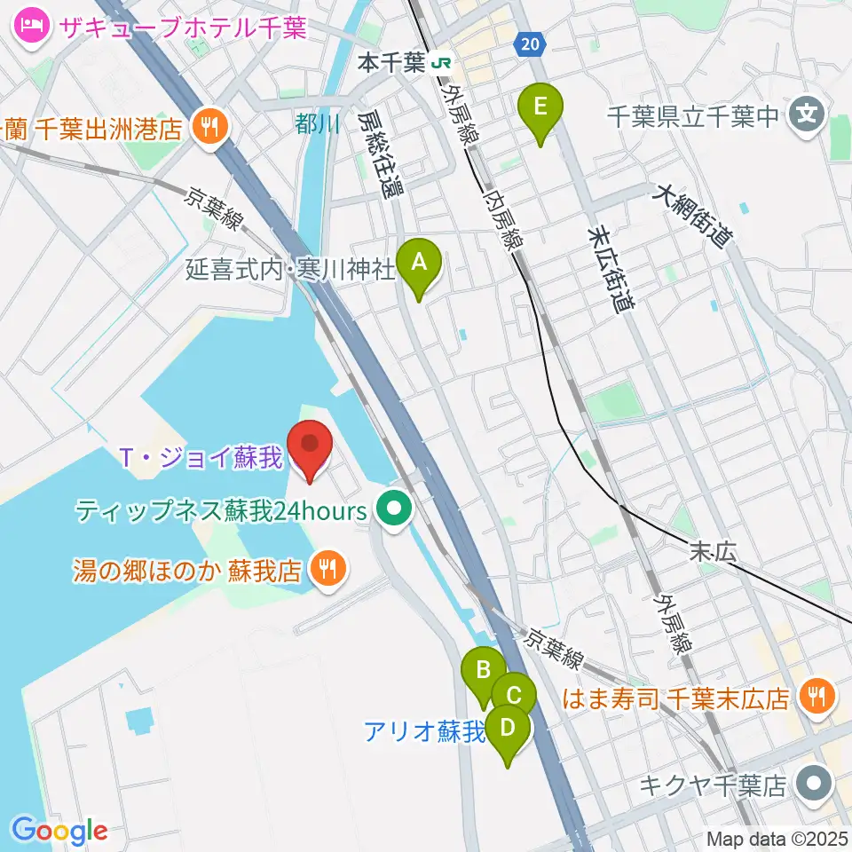 T・ジョイ蘇我周辺のカフェ一覧地図