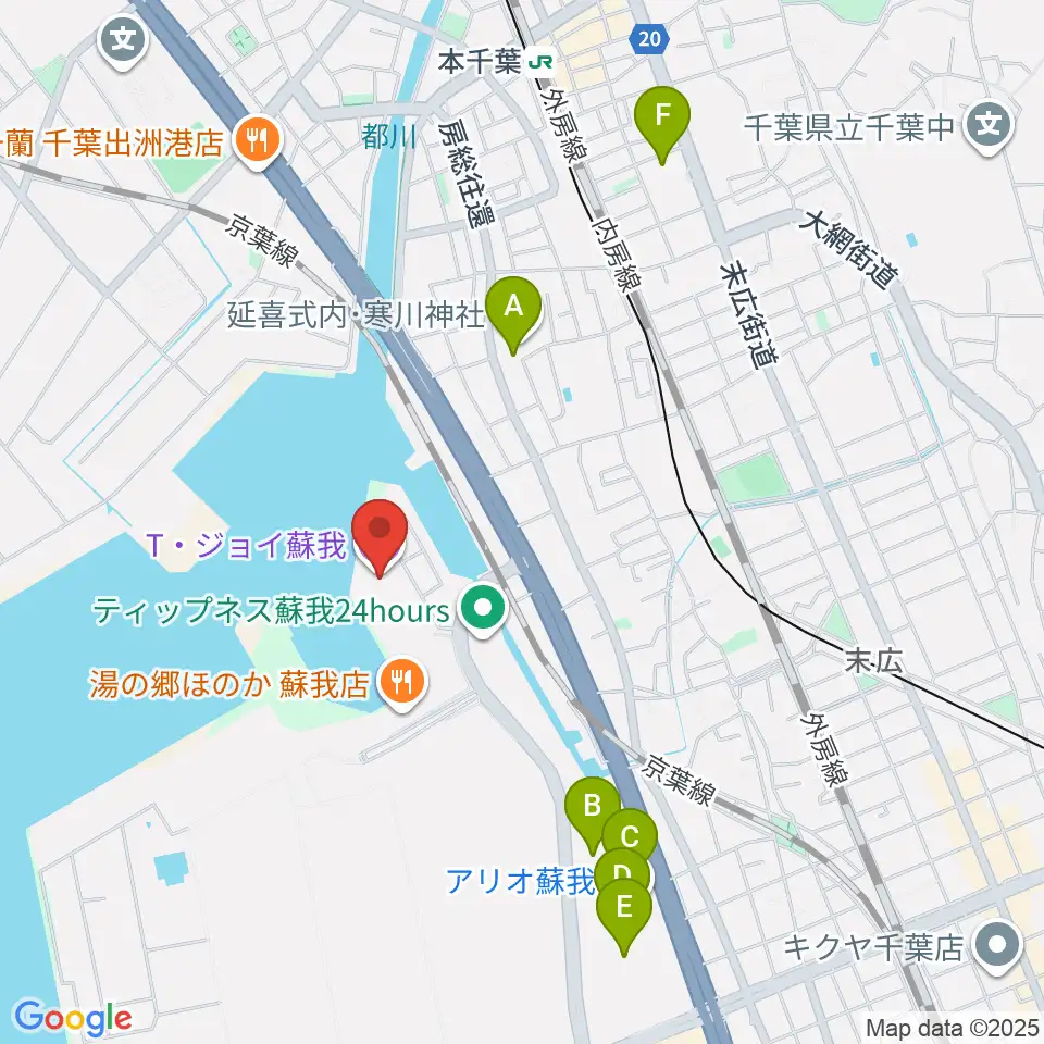 T・ジョイ蘇我周辺のカフェ一覧地図
