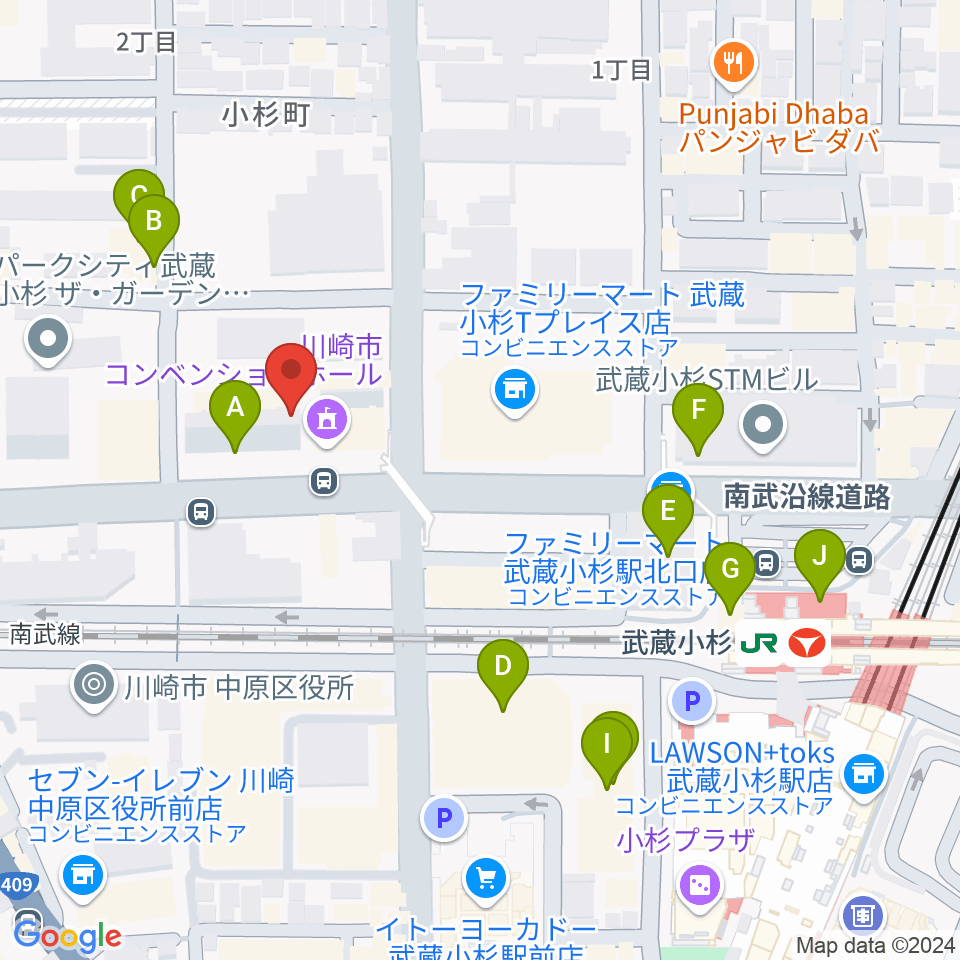 昭和音楽大学附属音楽教室 武蔵小杉校周辺のカフェ一覧地図