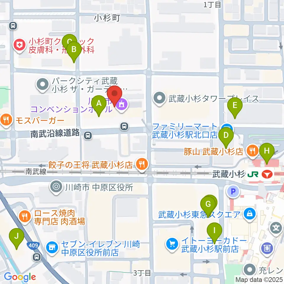 昭和音楽大学附属音楽教室 武蔵小杉校周辺のカフェ一覧地図