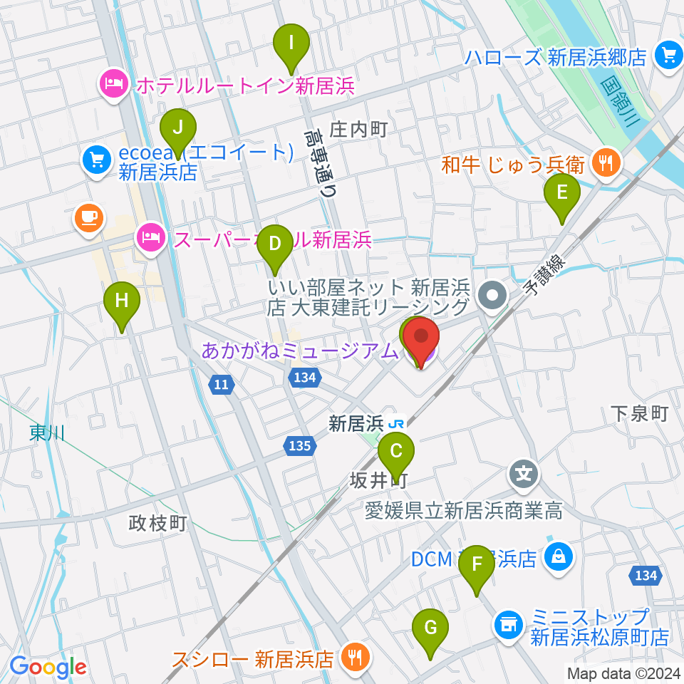 Hello! NEW 新居浜 FM78.0周辺のカフェ一覧地図