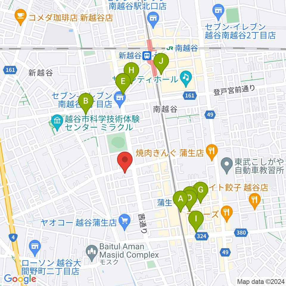 こしがやエフエム周辺のカフェ一覧地図