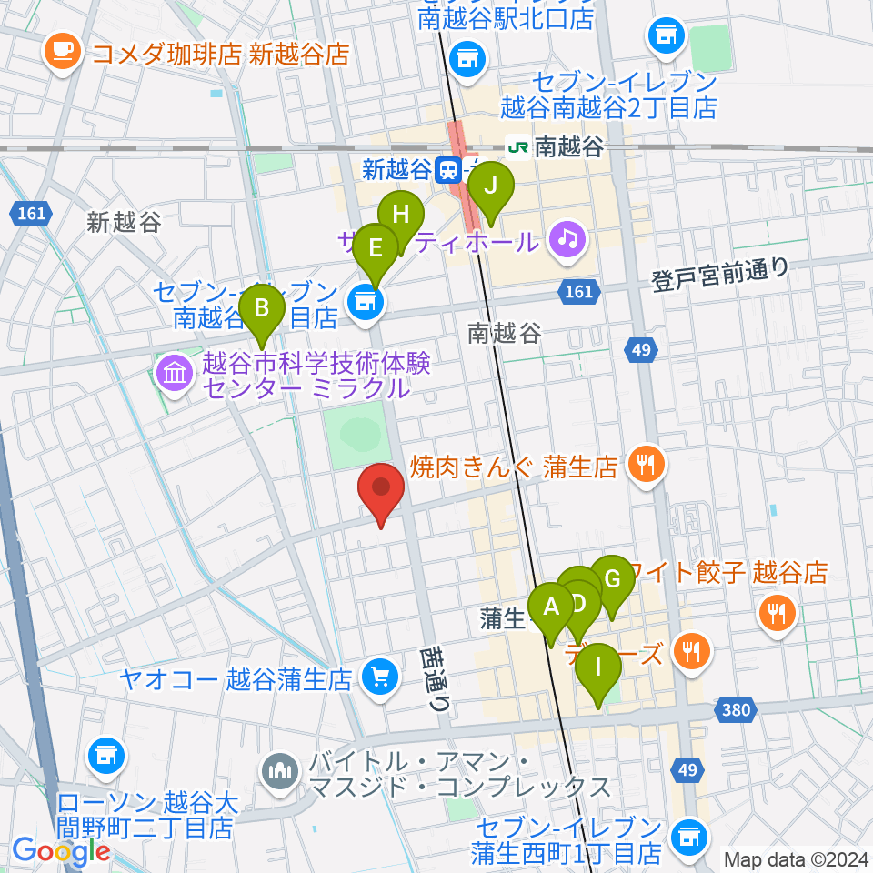 こしがやエフエム周辺のカフェ一覧地図