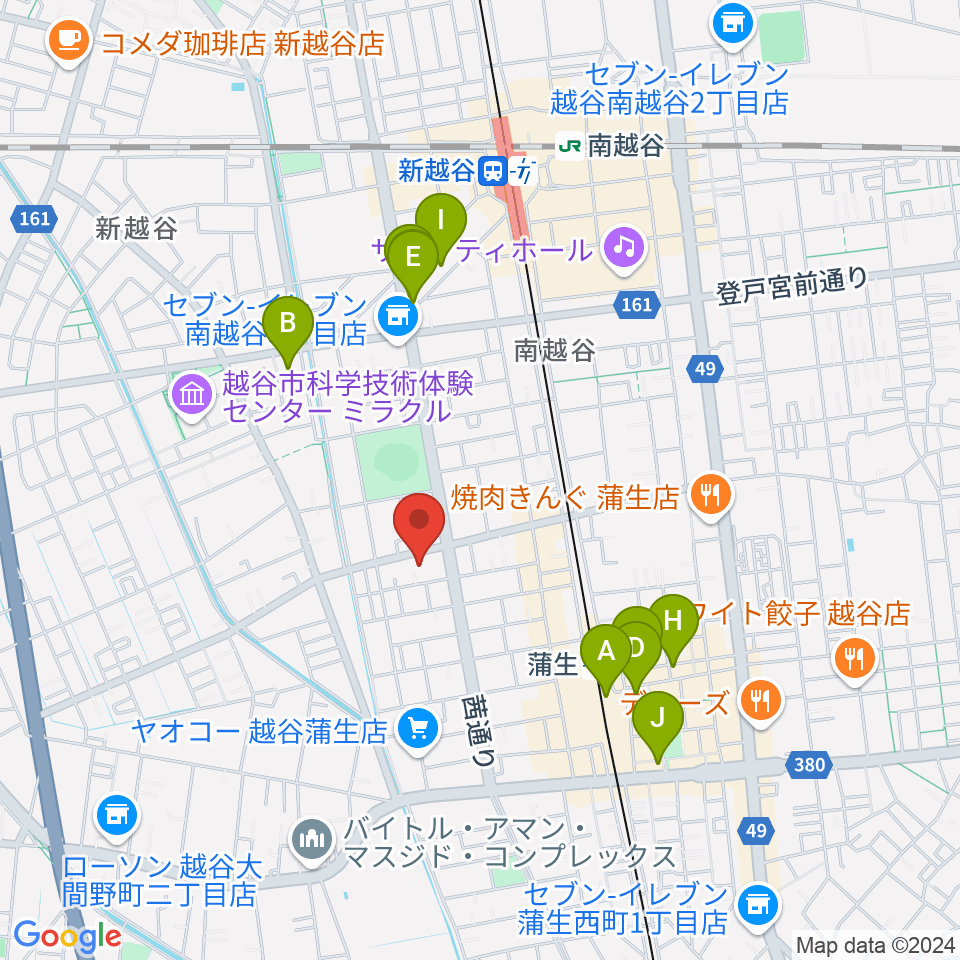 こしがやエフエム周辺のカフェ一覧地図