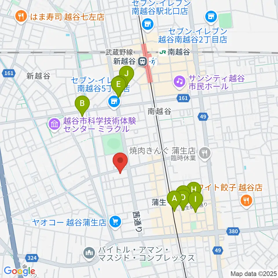 こしがやエフエム周辺のカフェ一覧地図