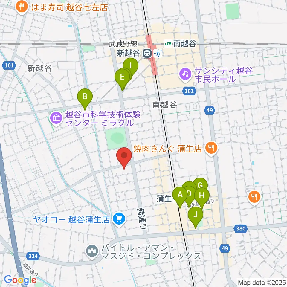 こしがやエフエム周辺のカフェ一覧地図
