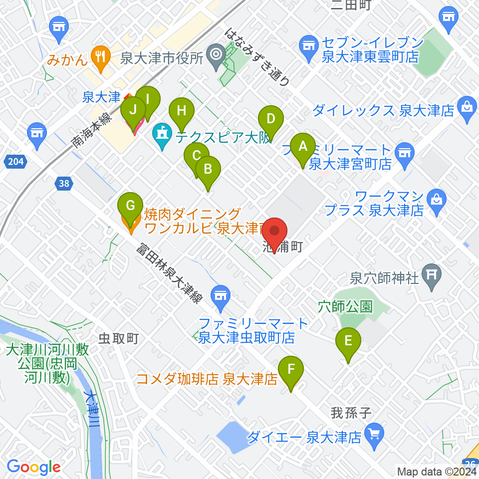 FMいずみおおつ周辺のカフェ一覧地図