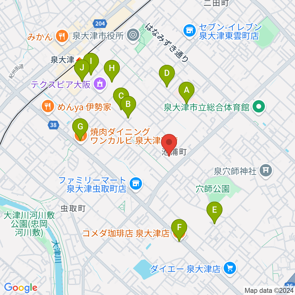 FMいずみおおつ周辺のカフェ一覧地図