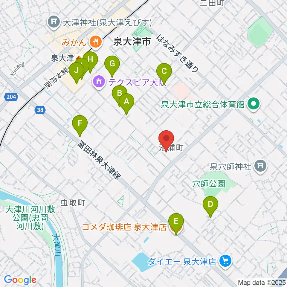 FMいずみおおつ周辺のカフェ一覧地図