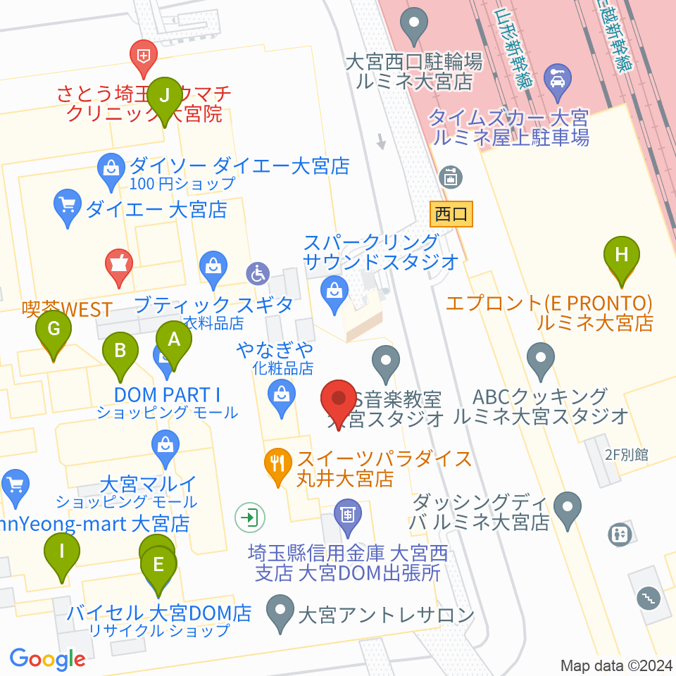 スパークリングスタジオ大宮周辺のカフェ一覧地図