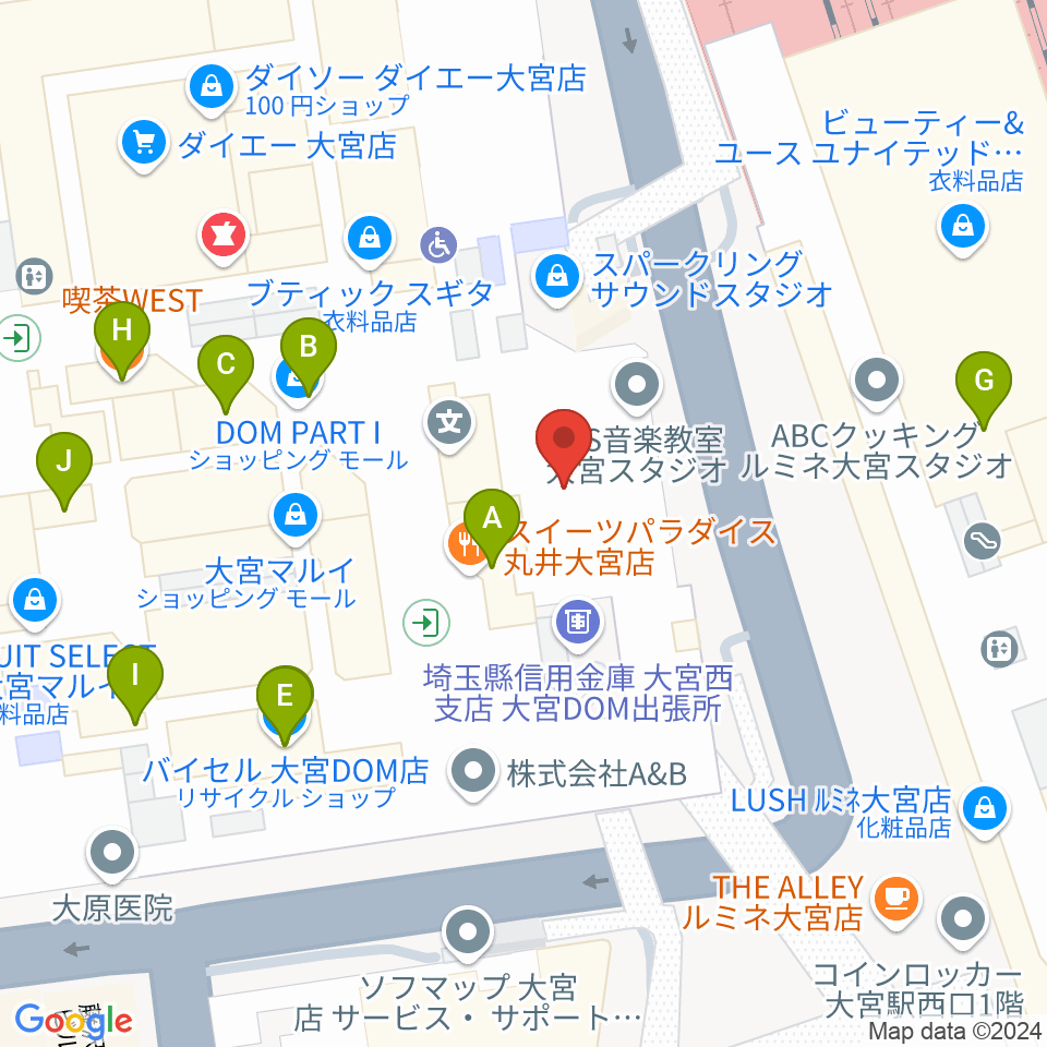 スパークリングスタジオ大宮周辺のカフェ一覧地図