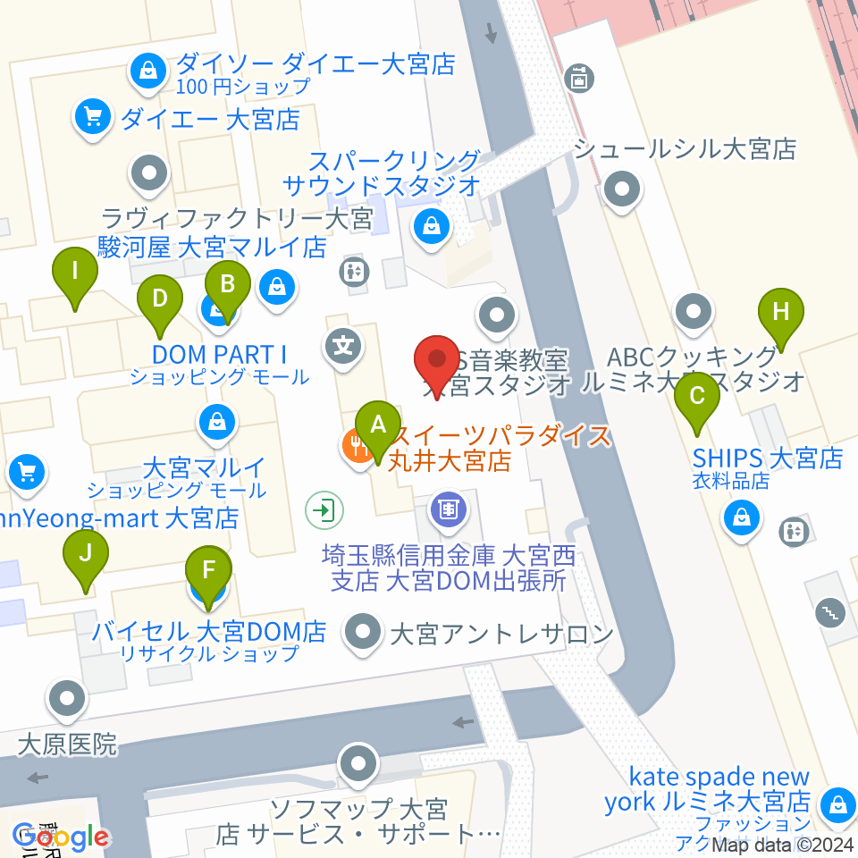 スパークリングスタジオ大宮周辺のカフェ一覧地図