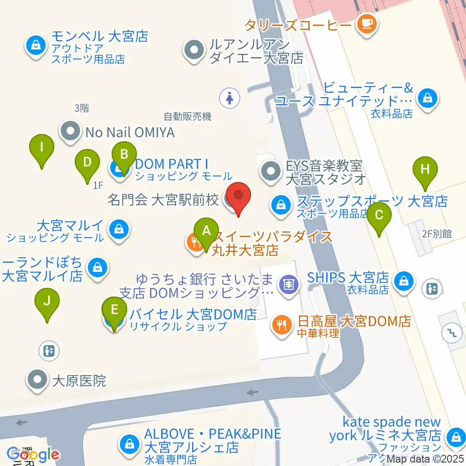 スパークリングスタジオ大宮周辺のカフェ一覧地図