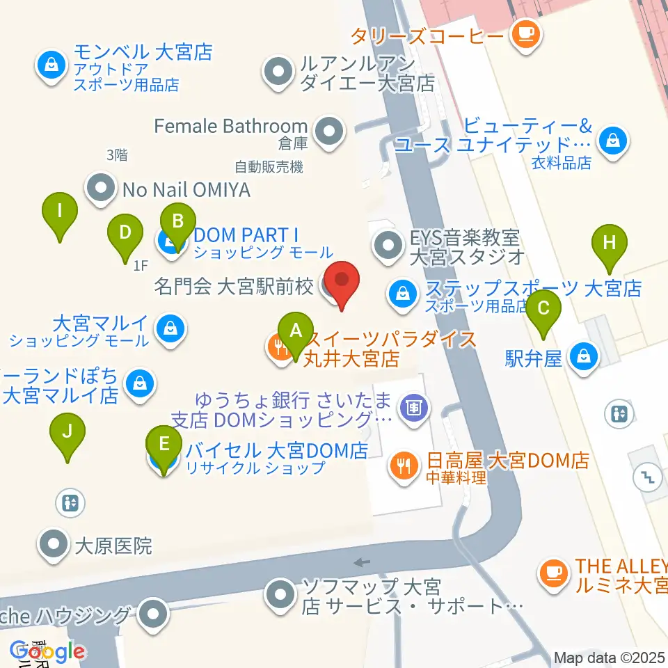 スパークリングスタジオ大宮周辺のカフェ一覧地図