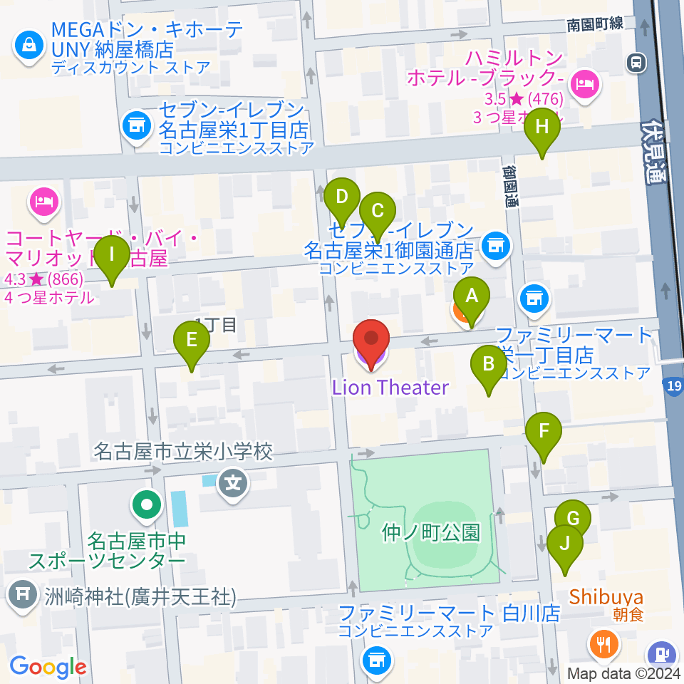 伏見ライオンシアター周辺のカフェ一覧地図