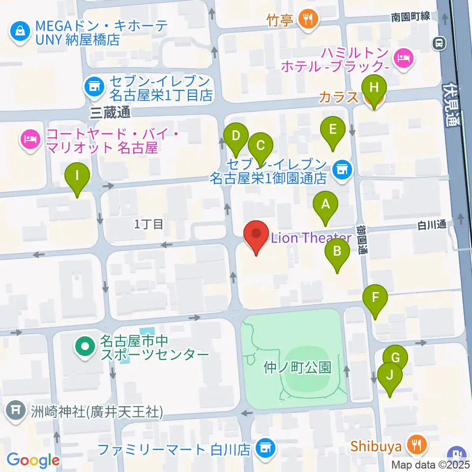 伏見ライオンシアター周辺のカフェ一覧地図