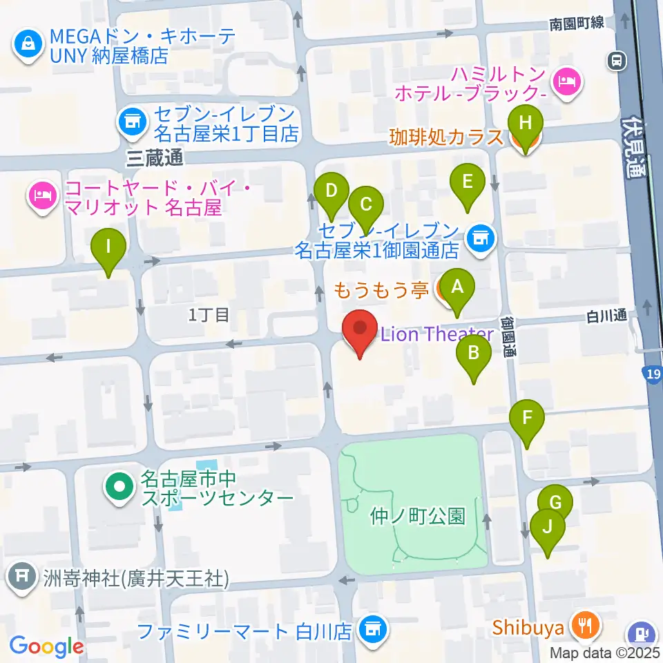 伏見ライオンシアター周辺のカフェ一覧地図