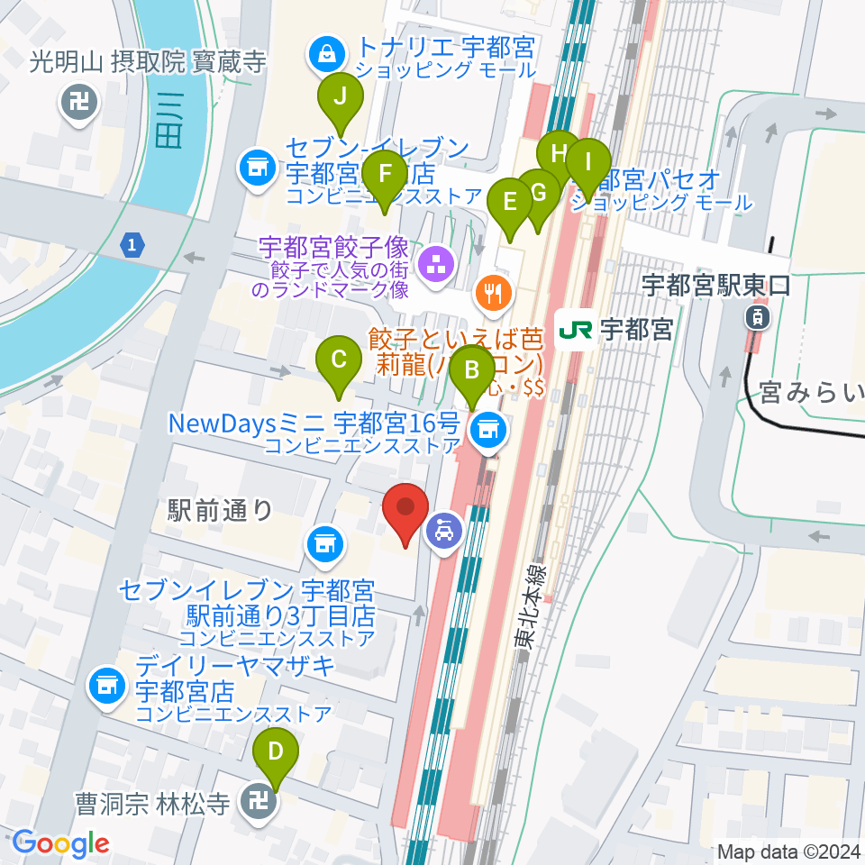 宇都宮STUDIO KENT周辺のカフェ一覧地図