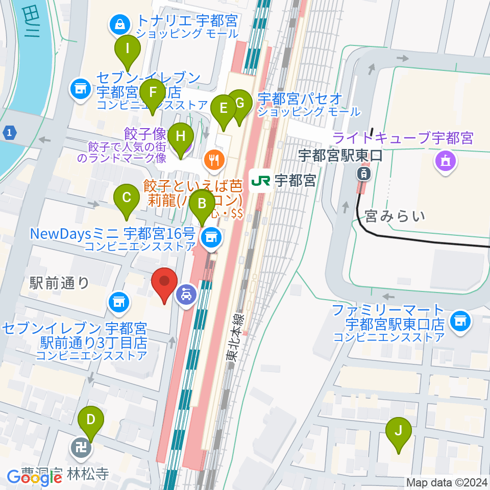 宇都宮STUDIO KENT周辺のカフェ一覧地図