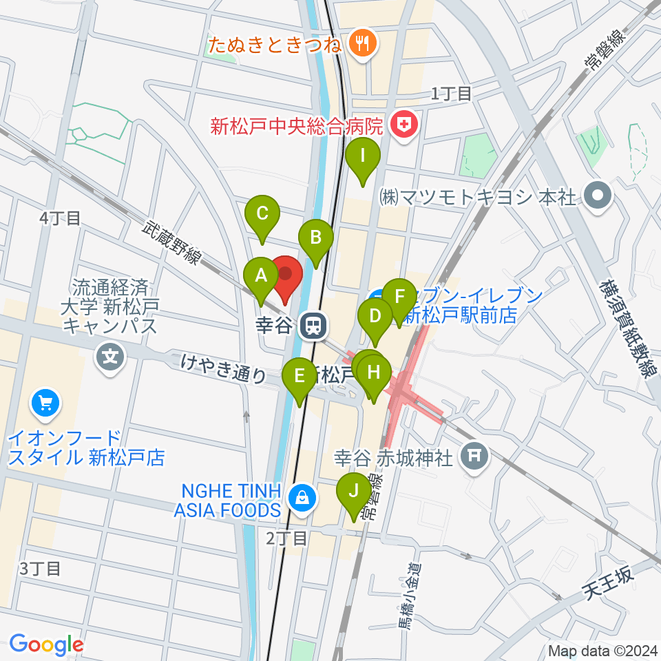 スタジオパックス新松戸店周辺のカフェ一覧地図