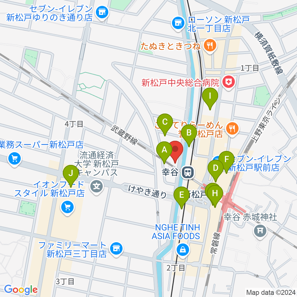 スタジオパックス新松戸店周辺のカフェ一覧地図