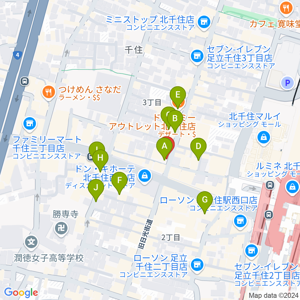 スタジオパックス北千住店周辺のカフェ一覧地図