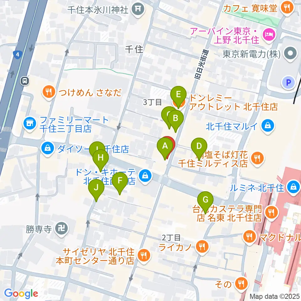 スタジオパックス北千住店周辺のカフェ一覧地図