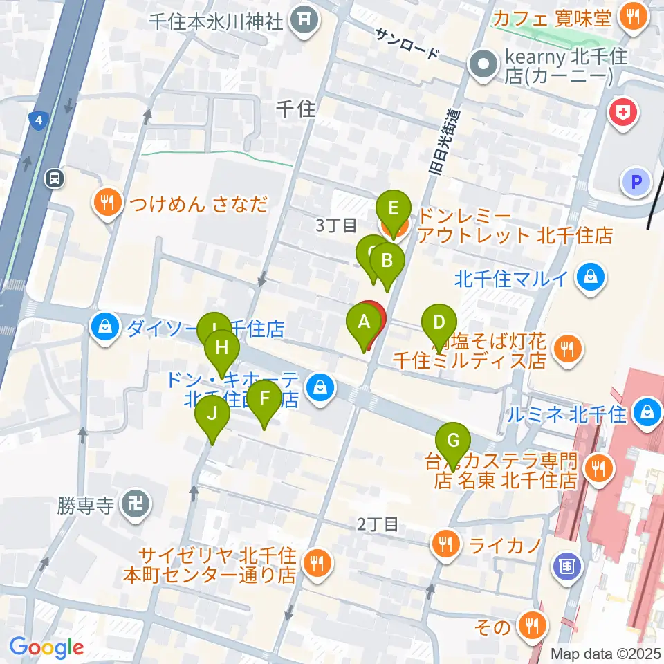 スタジオパックス北千住店周辺のカフェ一覧地図