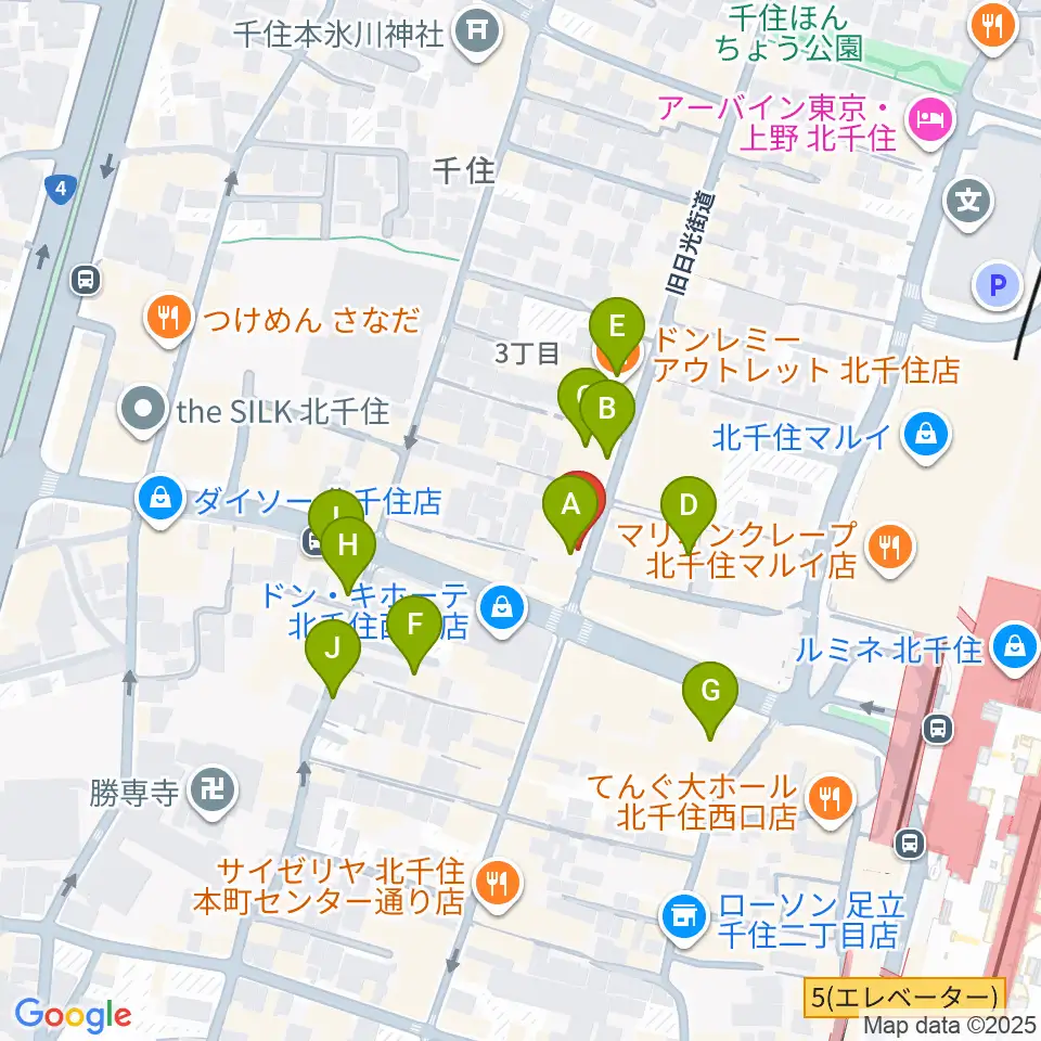 スタジオパックス北千住店周辺のカフェ一覧地図