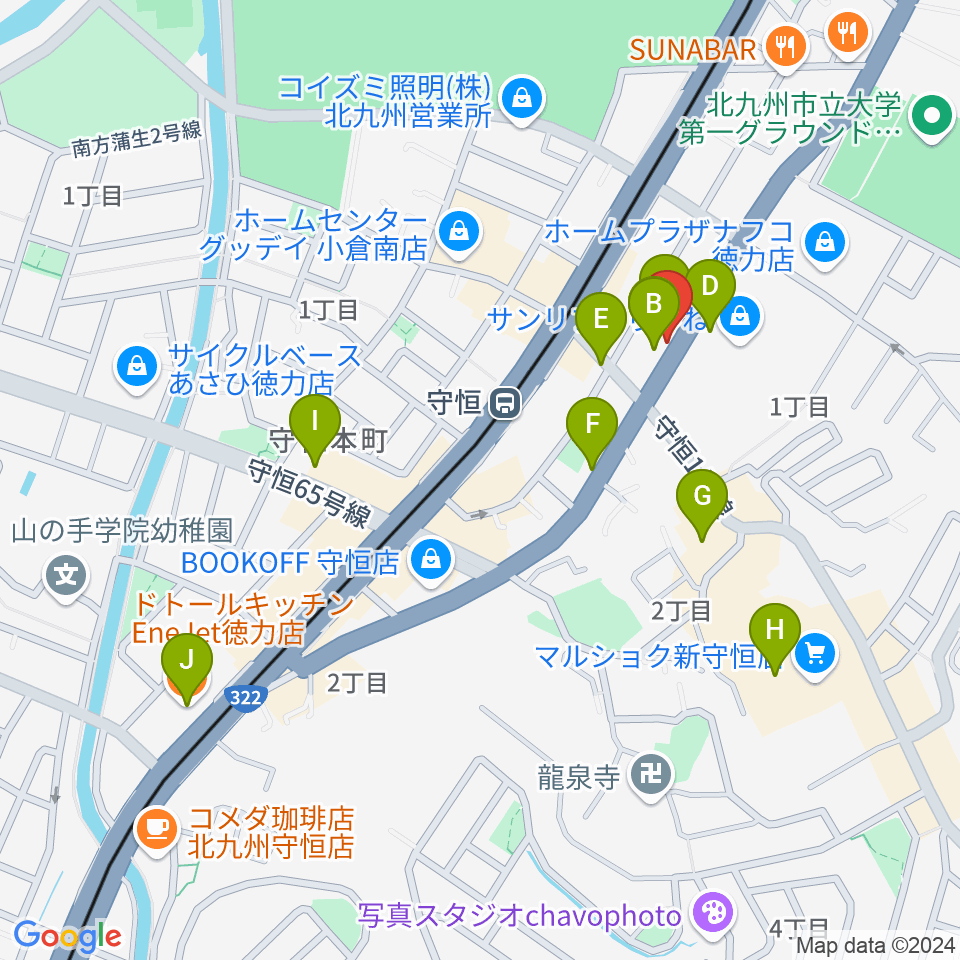 守恒みらいホール周辺のカフェ一覧地図