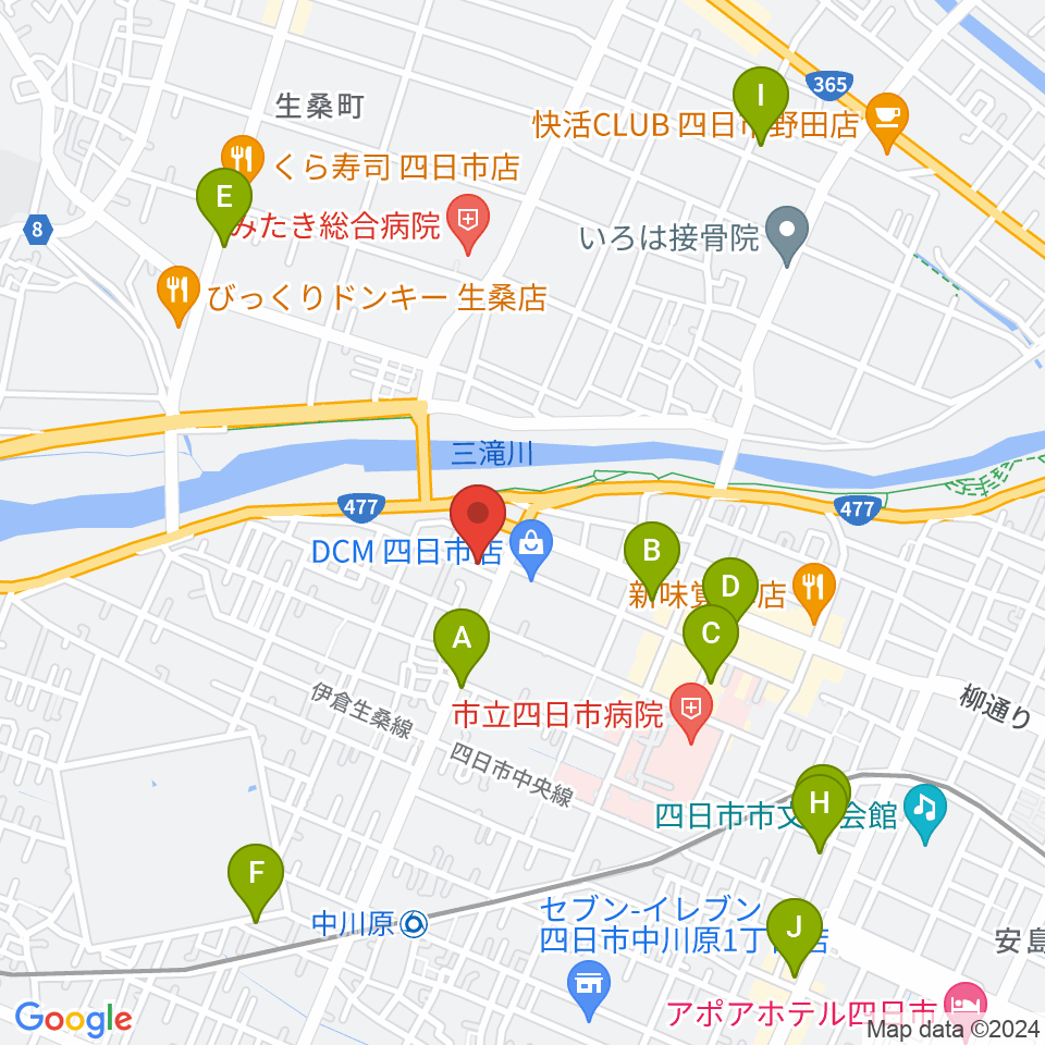 四日市CLUB ROOTS周辺のカフェ一覧地図