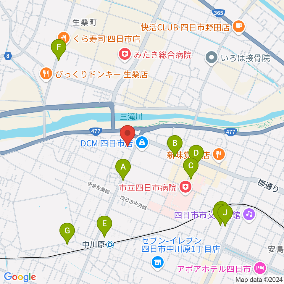 四日市CLUB ROOTS周辺のカフェ一覧地図